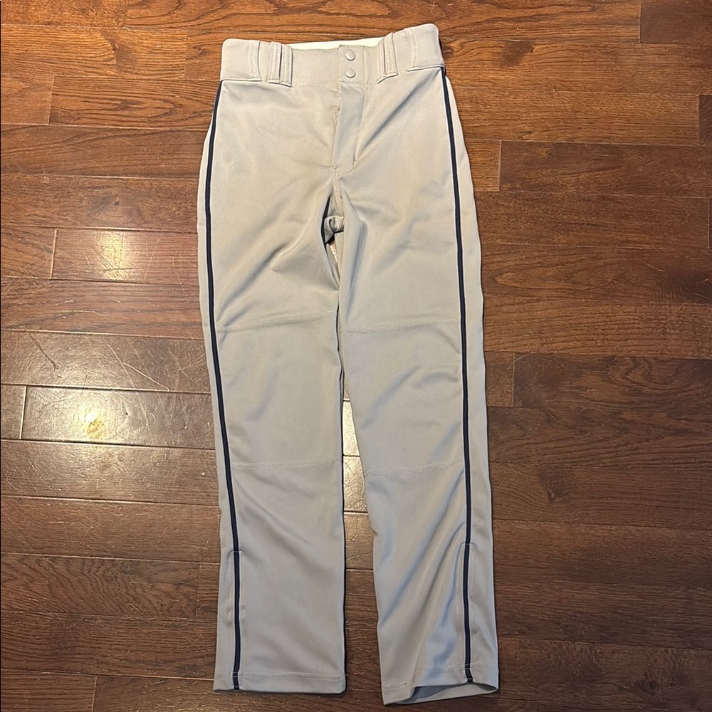 Men's Gray Baseball Pants with Navy Striping